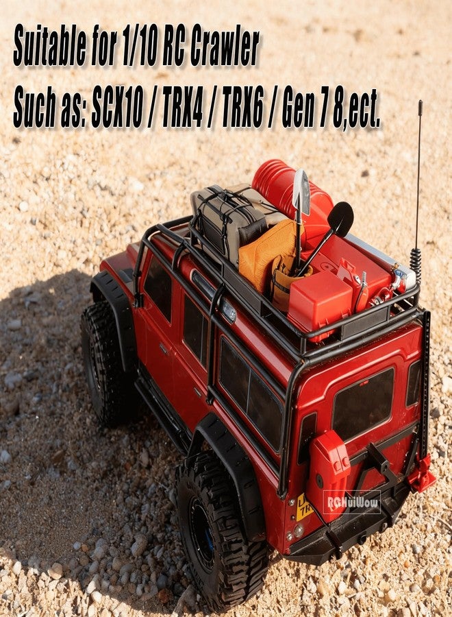 RCHuiWow RC Crawler Simulation Decoration Upgrades Part for SCX10 TRX4 TRX6 Red cat,Shovel,Storage Bag,Antennas,Pot Bag,Monkey Pole,Oil Drum Set,Large outsourcing,ARB Bag,Suitcase,Tent,Red - Image 2